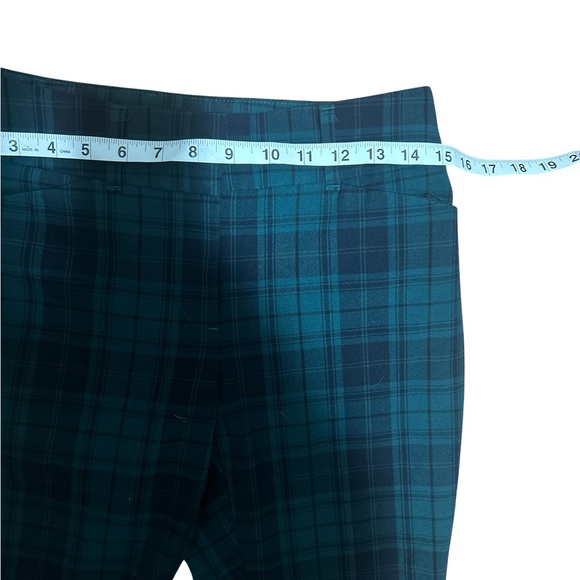LOFT Marisa Plaid Pants 4P Petite Green Blue Tartan Ankle Career Preppy - Picture 3 of 8